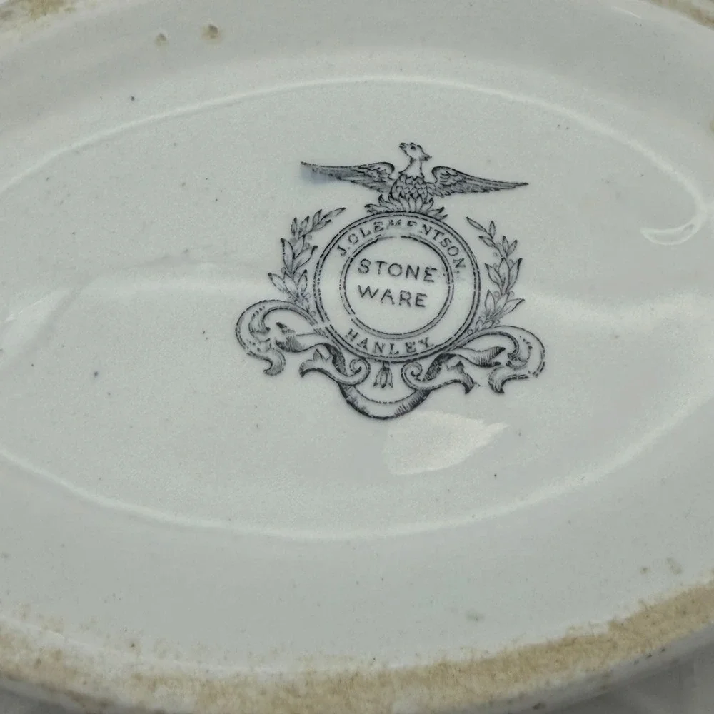 Vintage J Clementson Hanley White Ironstone Wheat Embossed Soup Tureen with Lid